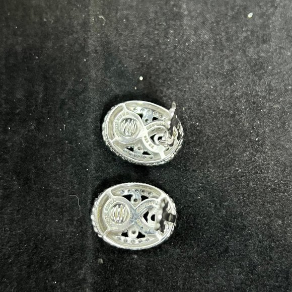 VTG Judith Ripka Sterling Silver Amethyst & CZ Clip On Earrings Signed (3549) - Picture 7 of 9